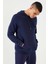 İndigo Kanguru Cep Standart Kalıp Kapüşonlu Erkek Sweatshirt - 87872 2