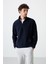 Lacivert Yarım Fermuarlı Sweatshirt Slim Fit Dik Yaka Erkek Polar - 87891 2