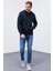 Lacivert Kanguru Cep Standart Kalıp Kapüşonlu Erkek Sweatshirt - 87872 2
