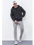 Antrasit Melanj Kanguru Cep Standart Kalıp Kapüşonlu Erkek Sweatshirt - 87872 4
