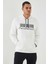 Ekru Nakışlı Kanguru Cep Standart Kalıp Kapüşonlu Erkek Sweatshirt - 87839 1