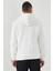Ekru Nakışlı Kanguru Cep Standart Kalıp Kapüşonlu Erkek Sweatshirt - 87839 5