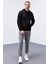 Siyah Nakışlı Kanguru Cep Standart Kalıp Kapüşonlu Erkek Sweatshirt - 87839 2