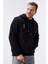Siyah Nakışlı Kanguru Cep Standart Kalıp Kapüşonlu Erkek Sweatshirt - 87839 5