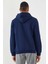 İndigo Nakışlı Kanguru Cep Standart Kalıp Kapüşonlu Erkek Sweatshirt - 87839 3