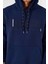 İndigo Nakışlı Kanguru Cep Standart Kalıp Kapüşonlu Erkek Sweatshirt - 87839 4