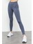 Petrol Yüksek Bel Toparlayıcı Slim Fit Dar Paça Kadın Tayt - 94011 5