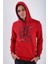 Kırmızı Kamuflaj Desen Baskılı Standart Kalıp Kapüşonlu Erkek Sweatshirt - 87884 5