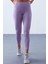Eflatun Yüksek Bel Toparlayıcı Slim Fit Dar Paça Kadın Tayt - 94568 2