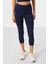İndigo Yüksek Bel Kapri-Crop T-Shirt Slim Fit Kadın Tayt Takım - 95285 4