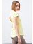 Limon Sırt Pencereli Kısa Kol Standart Kalıp O Yaka Kadın T-Shirt - 97101 1