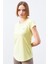 Limon Sırt Pencereli Kısa Kol Standart Kalıp O Yaka Kadın T-Shirt - 97101 3