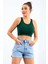 Yeşil Basic Sıfır Kol Dar Kalıp U Yaka Kadın Crop Top Atlet - 97162 7