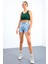 Yeşil Basic Sıfır Kol Dar Kalıp U Yaka Kadın Crop Top Atlet - 97162 8