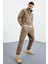 Camel Yarım Fermuar Dik Yaka Lastik Paça Polar Erkek Eşofman Takımı - 85159 4