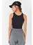 Lacivert Basic Sıfır Kol Dar Kalıp U Yaka Kadın Crop Top Atlet - 97160 5