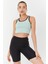 Su Yeşili Basic Sıfır Kol Dar Kalıp U Yaka Kadın Crop Top Atlet - 97162 6