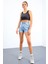Lacivert Melanj Basic Sıfır Kol Dar Kalıp U Yaka Kadın Crop Top Atlet - 97162 8