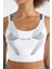 Beyaz Baskılı Sırt Çapraz Detaylı Dalgıç Kumaş Dar Kalıp Kadın Büstiyer - 97273 3