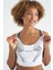 Beyaz Baskılı Sırt Çapraz Detaylı Dalgıç Kumaş Dar Kalıp Kadın Büstiyer - 97273 5