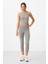 Gri Melanj Yüksek Bel Kapri-Crop Atlet Slim Fit Kadın Tayt Takım - 95284 1
