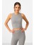 Gri Melanj Yüksek Bel Kapri-Crop Atlet Slim Fit Kadın Tayt Takım - 95284 2
