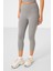 Gri Melanj Yüksek Bel Kapri-Crop Atlet Slim Fit Kadın Tayt Takım - 95284 3