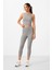 Gri Melanj Yüksek Bel Kapri-Crop Atlet Slim Fit Kadın Tayt Takım - 95284 4