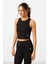 Siyah Yüksek Bel Kapri-Crop Atlet Slim Fit Kadın Tayt Takım - 95284 2