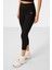 Siyah Yüksek Bel Kapri-Crop Atlet Slim Fit Kadın Tayt Takım - 95284 3