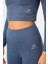 Petrol Yüksek Bel Uzun Kollu Slim Fit Crop Top Kadın Tayt Takım - 95286 2