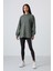 Çağla Balon Kol Yazı Nakışlı Kadın Oversize Tunik Sweatshirt - 97163 2