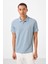 Buz Mavi Standart Kalıp Basic Polo Yaka Erkek T-Shirt - 87748 1
