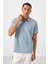 Buz Mavi Standart Kalıp Basic Polo Yaka Erkek T-Shirt - 87748 4