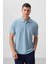 Buz Mavi Standart Kalıp Basic Polo Yaka Erkek T-Shirt - 87768 1