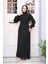 - Düğme Detaylı Siyah Tesettür Elbise 2703S 1