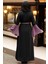 - Kolları Detaylı Koyu Gül Kurusu Tesettür Abaya 55510KGK 4