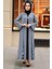 Fırfır Detaylı Gri Tesettür Abaya 1535GR 2