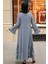 Fırfır Detaylı Gri Tesettür Abaya 1535GR 3