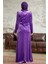 - Drape Detaylı Koyu Lila Tesettür Kadife Elbise 36891KLILA 4