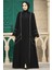 - Fermuarlı Siyah Tesettür Rabia Krep Ferace 35162S 4
