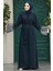 - Kemerli Lacivert Tesettür Abaya 601800L 1