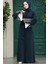 - Kemerli Lacivert Tesettür Abaya 601800L 2