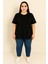 Kadın Büyük Beden Kısa Kollu Basic Oversize T-Shirt 1976-25 1