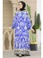 Desenli Sax Mavisi Tesettür Elbise 17510SX 2