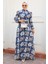 - Çiçek Desenli Indigo Mavisi Tesettür Elbise 27939IM 1