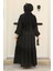 Kemerli Siyah Tesettür Elbise 14131S 3