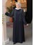 Boncuk Işlemeli Lacivert Tesettür Abaya 29111L 1