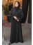 Boncuk Işlemeli Siyah Tesettür Abaya 29110S 2