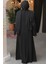 Boncuk Işlemeli Siyah Tesettür Abaya 29110S 4